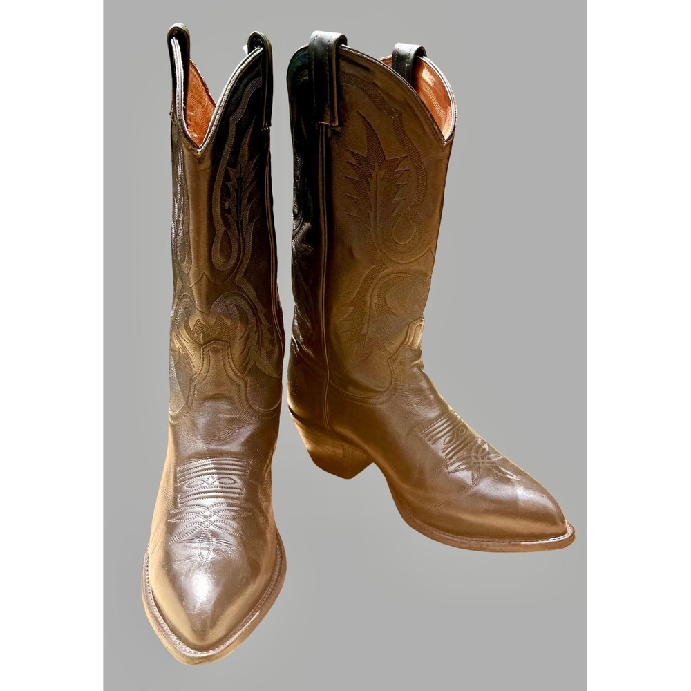 Tony Lama Black Leather Western Boots Snip Toe Women 8EE Wide